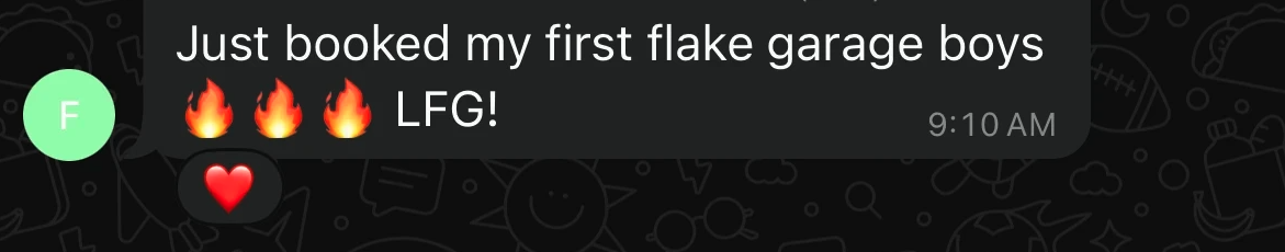 Just booked first flake garage